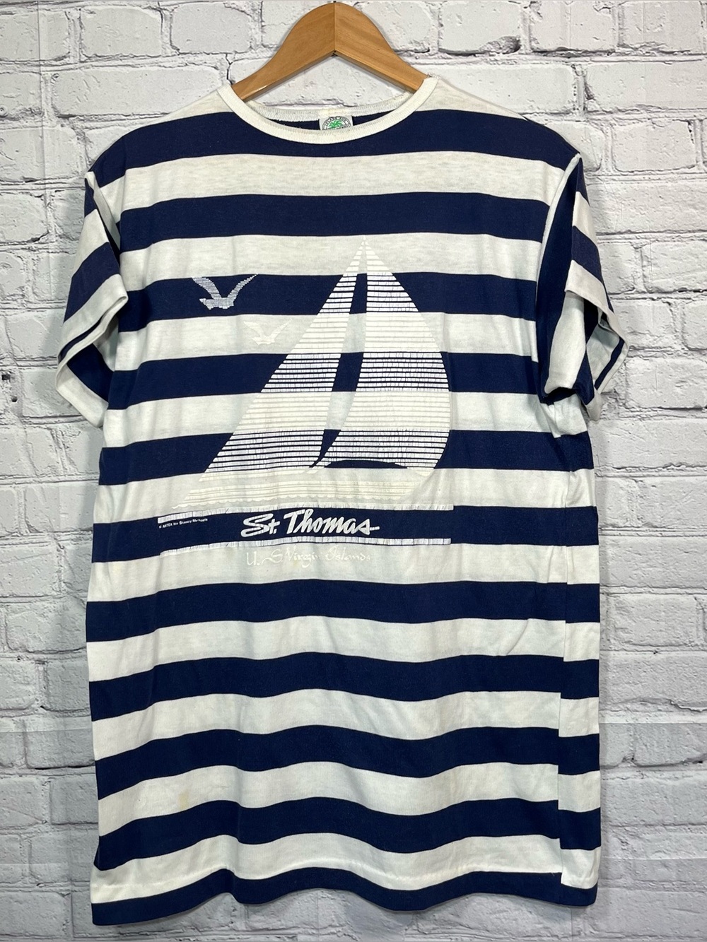 Vintage Stanley Michaels ST THOMAS Virgin Islands T Shirt Womens Large Striped